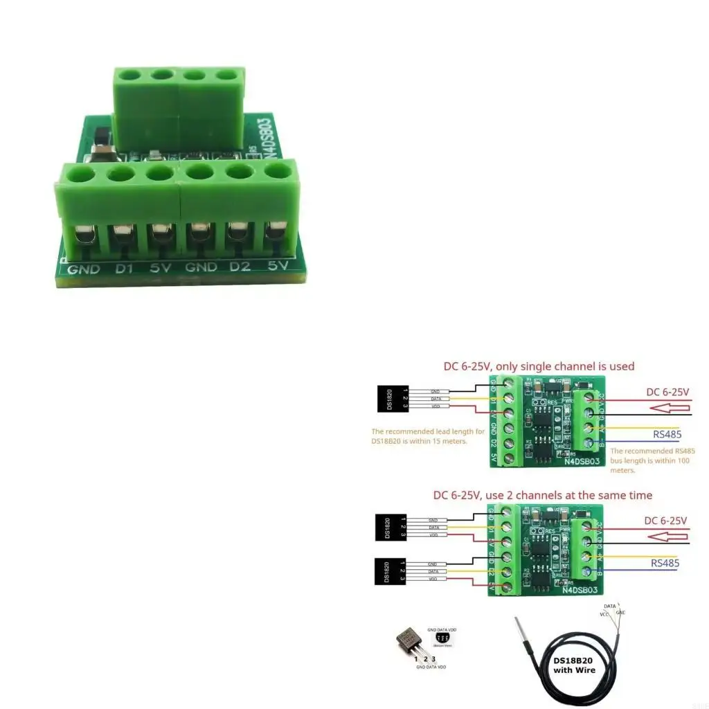

83ce Modbus Датчики температуры -55-125 ℃ Датчики DS18B20 для температуры сада