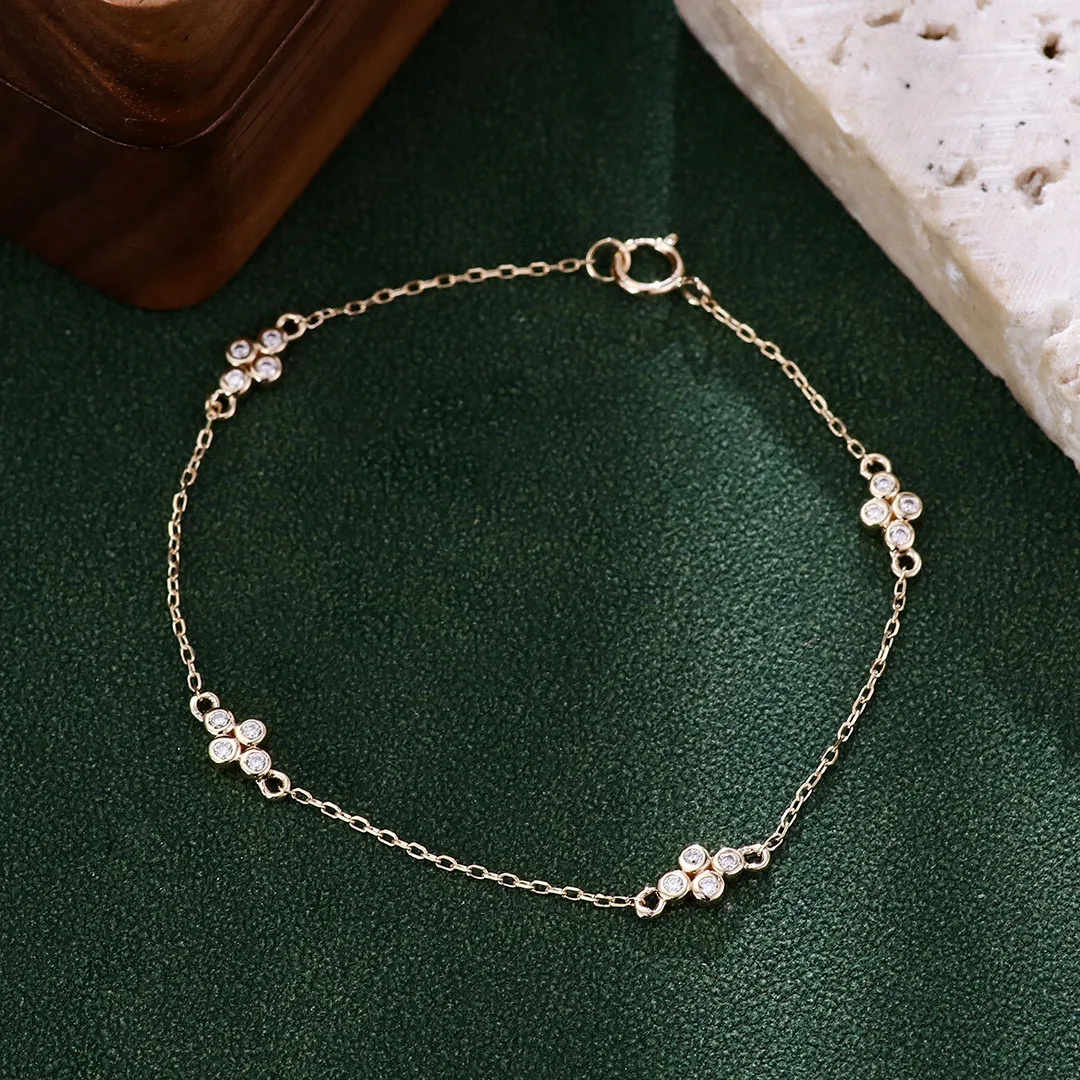 Provence solid 14K/18K white gold flower chain bracelet lab grown diamond bracelets classic Customized Birthday Anniversary Gift