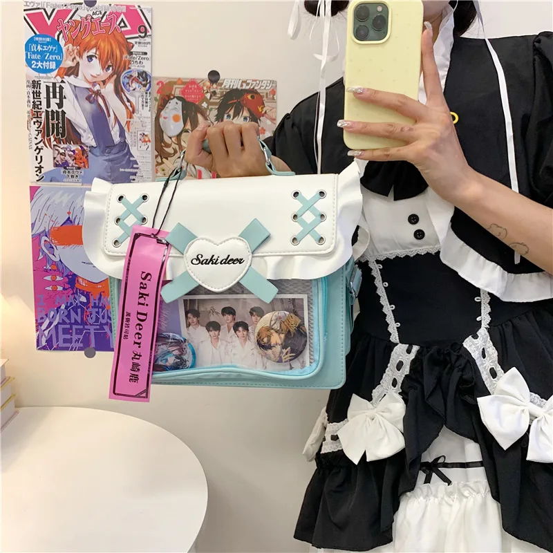 HAEX Sweet Girls Backpacks 2025 Fashion Ruffles Cross DIY Anime Badge Ita Bags Women Dopamine Y2K Designer Mochilas Para Mujer