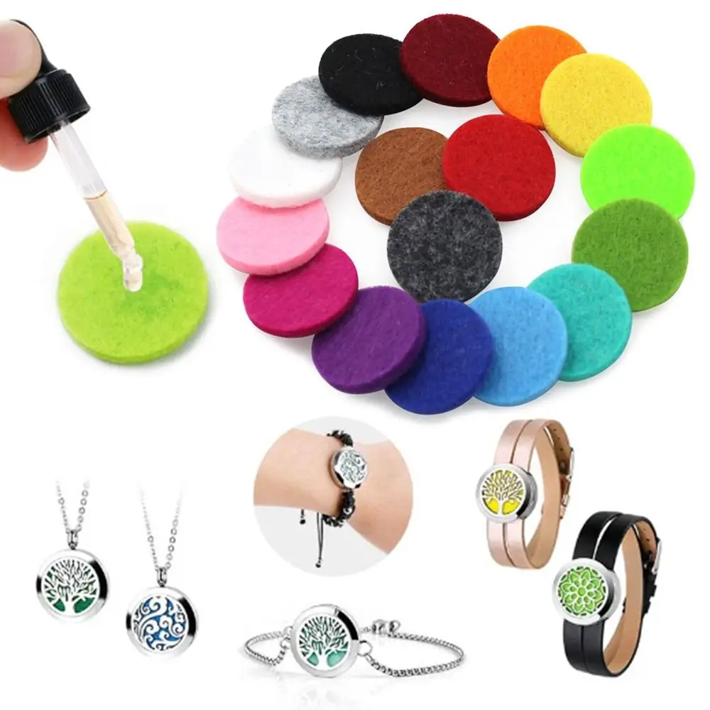 100 pezzi colorati rotondi alla moda cuscinetti in feltro per aromaterapia 22mm adatti per medaglione galleggiante con diffusore di olio essenziale