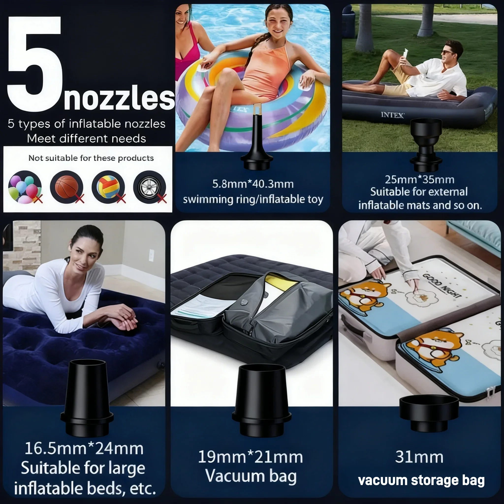 Portable Electric Air Pump 2400mAh Rechargeable Fast Inflation & Deflation Vacuum Pump for Mattress Pool Floats Camping Travel - view 5