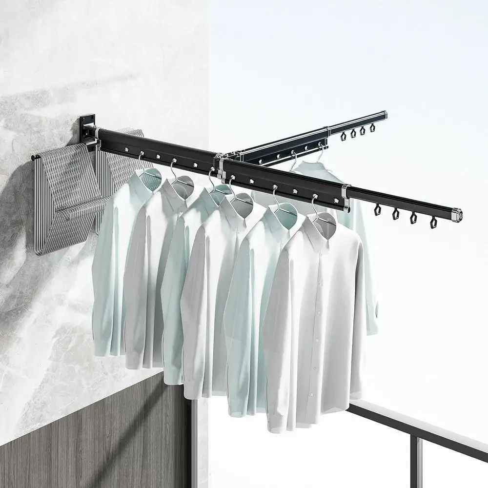 

Space-Saving Wall-Mounted Clothes Rack for Efficient Laundry Drying