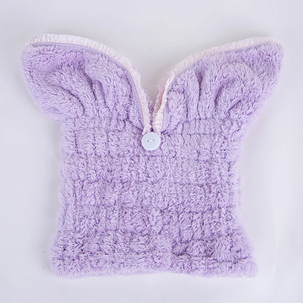 

Quick-Dry Bath Cap Rabbit Ear Design Purple Thicken Shower Hat For Women Spa Makeup Face Wash Lightweight Durable Bathroom