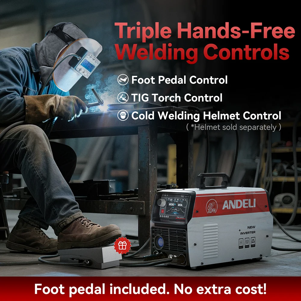 ANDELI – Machine à souder TIG AC/DC avec impulsion 200A HF, bâton inverseur, Machine à souder par points froids en aluminium, soudeur TIG multiprocessus