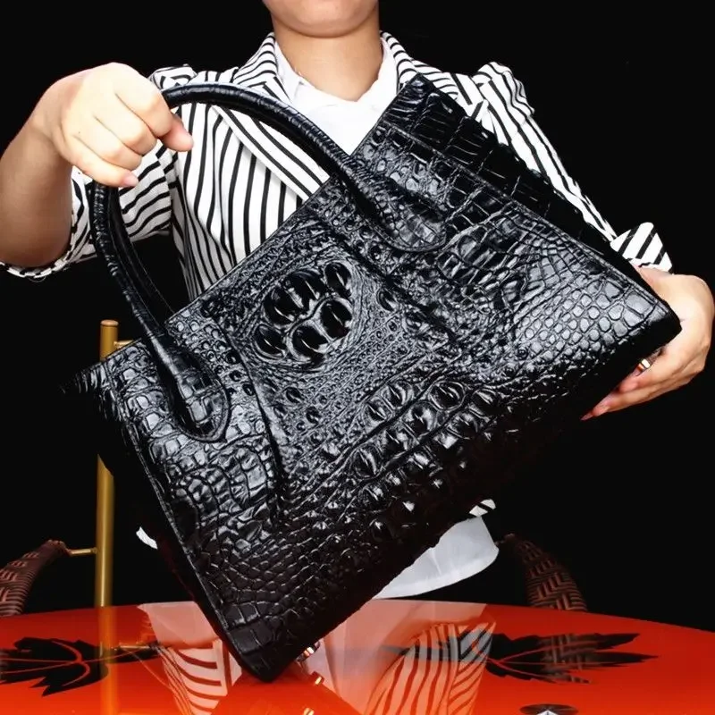 Nowe mody torebki damskie ze skóry aligatora europejski projektant skóra bydlęca oryginalne skórzane torby na ramię kobieta marka luksusowa torba Crossbody — zdjęcie 3