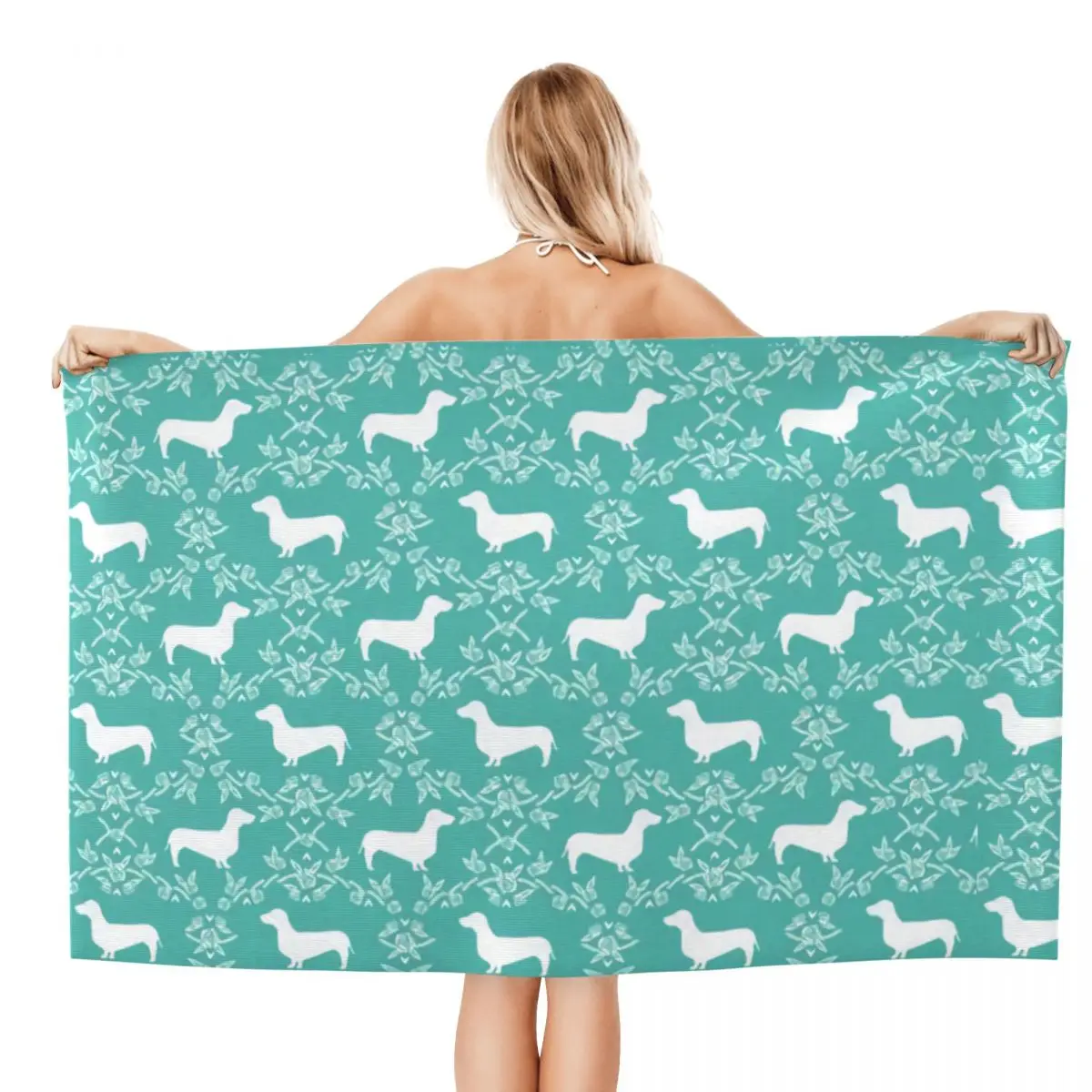 Custom Dachshund Sausage Dog Beach Towel Badger Animal Soft Linen Microfiber Shower Towels