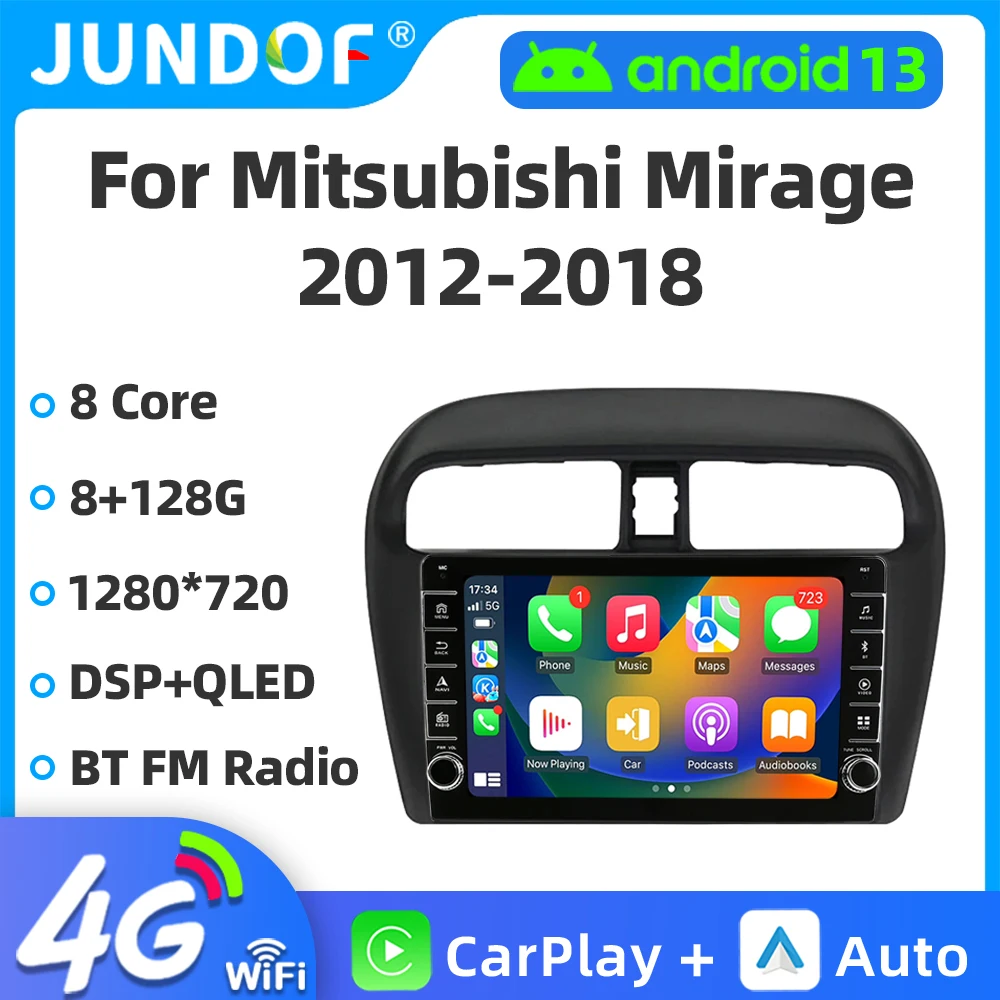 

9Inch Android 13 QLED Car Radio Wireless CarPlay Auto For Mitsubishi Mirage Attrage 2012 - 2019 Multimedia Player GPS Autoradio