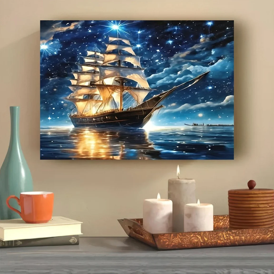 

500/1000/1200/2000PCS Puzzles for Adults,Night Sailing Sailboat At Sea Jigsaw Puzzles Educational Games Home Decor Gifts