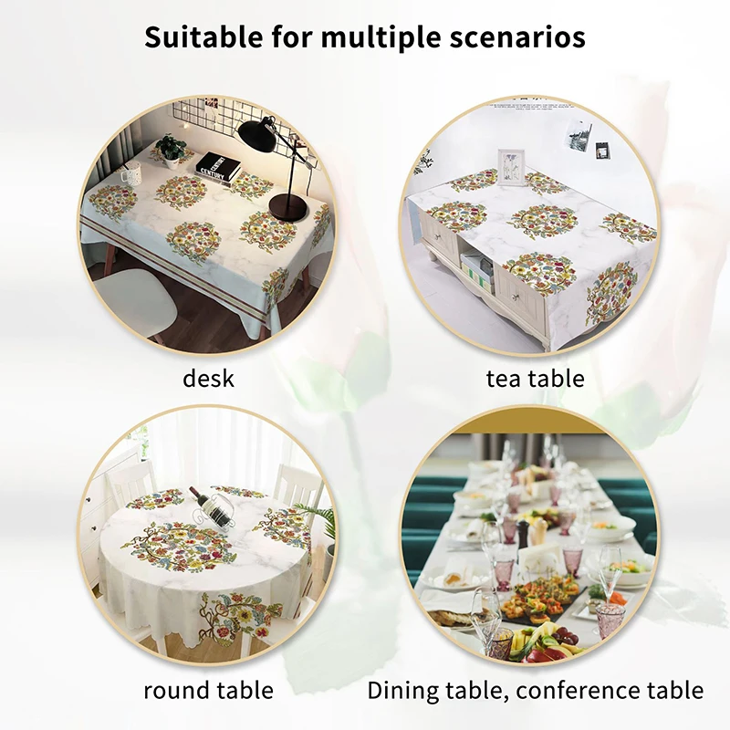 

140*180cm Chinese Style Household Oil Proof PVC Tablecloth Embroider Long Strip Tablecloth Home Decoration