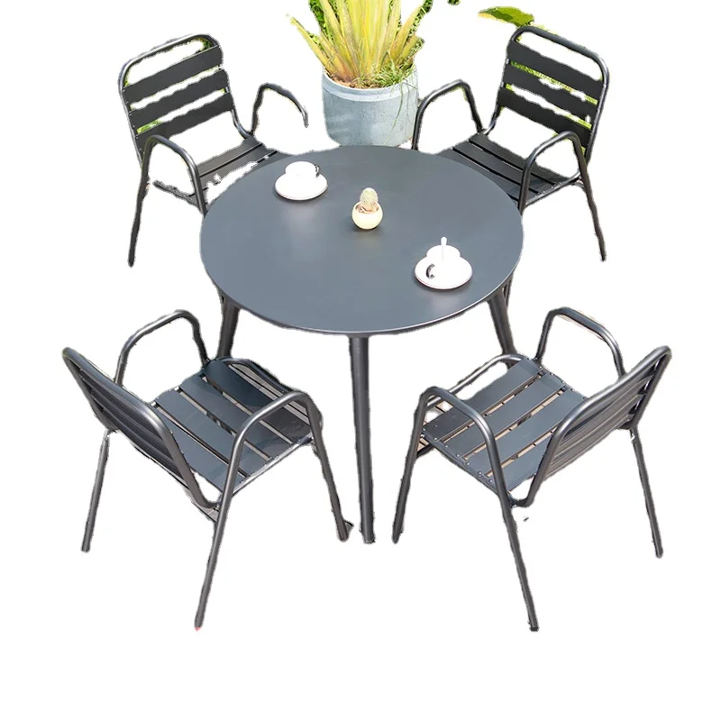 

ZL Outdoor Aluminum Alloy Table and Chair Courtyard Garden Terrace Outdoor Balcony Combination