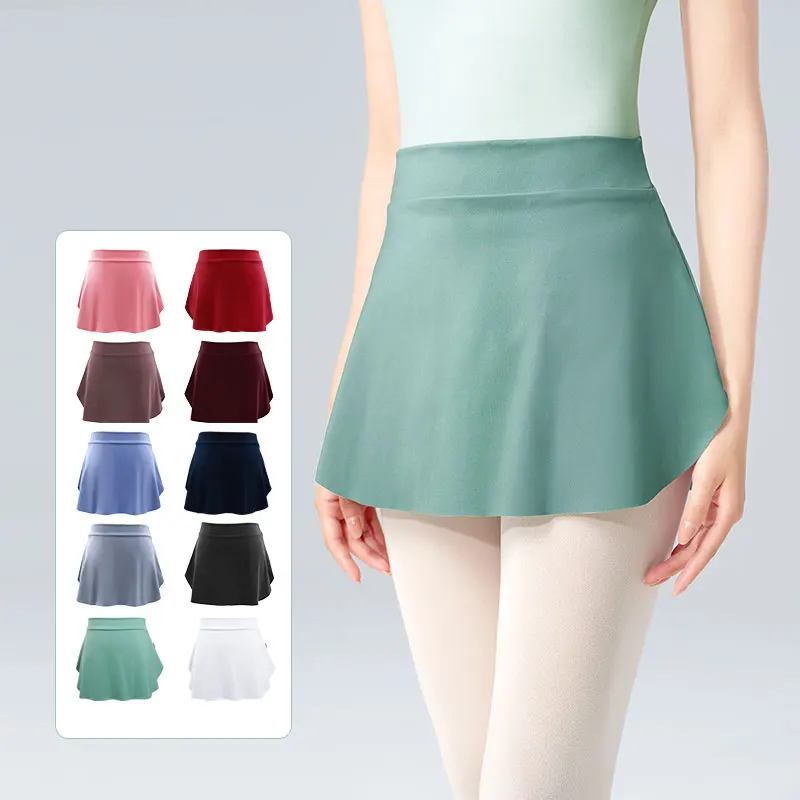 여성용 성인 발레 스커트 댄스 스커트 드레스 블랙 발레 튜튜 발레리나 댄스웨어 사이드 슬릿 발레 숏 스커트