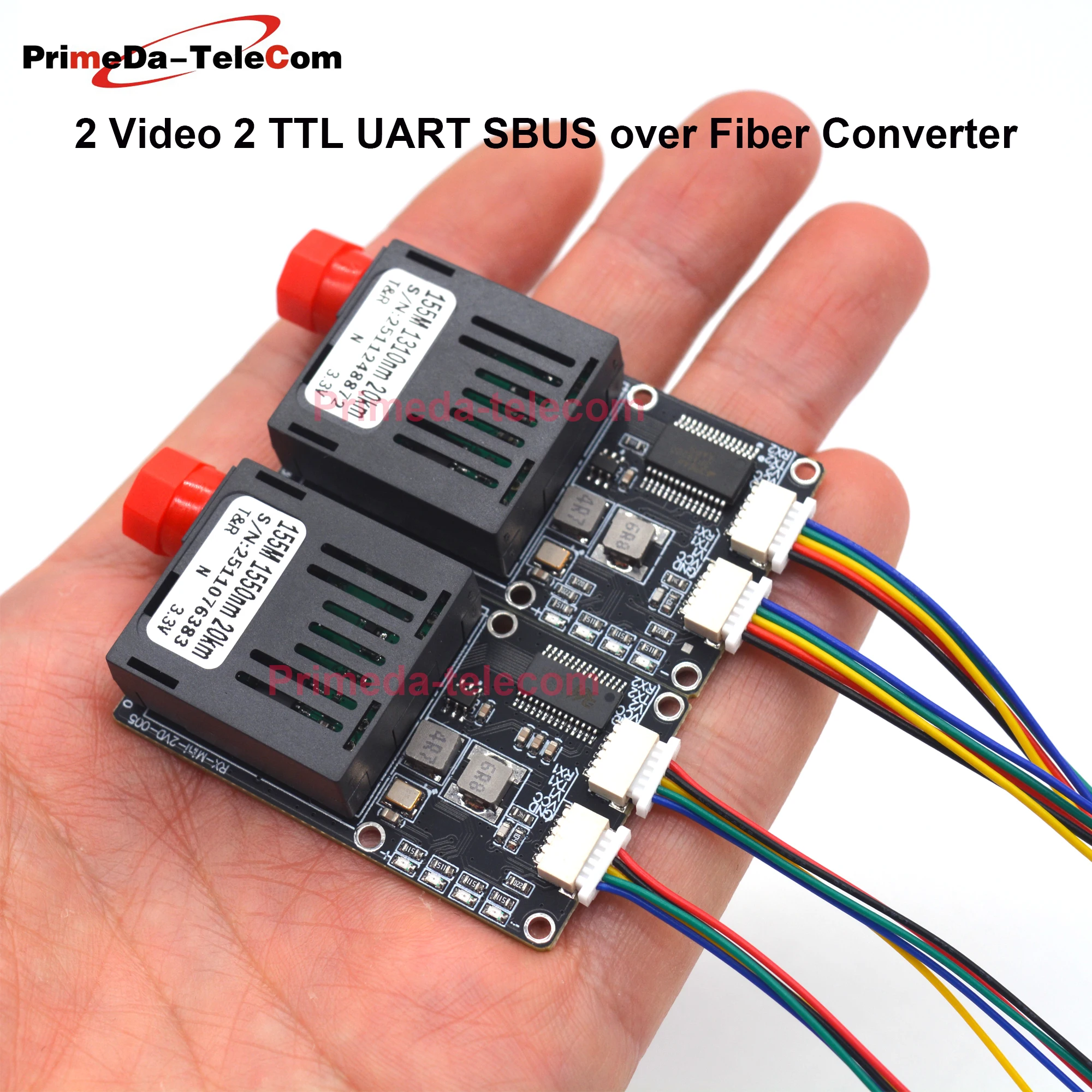 2 Video 2 TTL UART SBUS over Fiber Optic Media Converter FC/UPC Singlemode up 20Km a pair