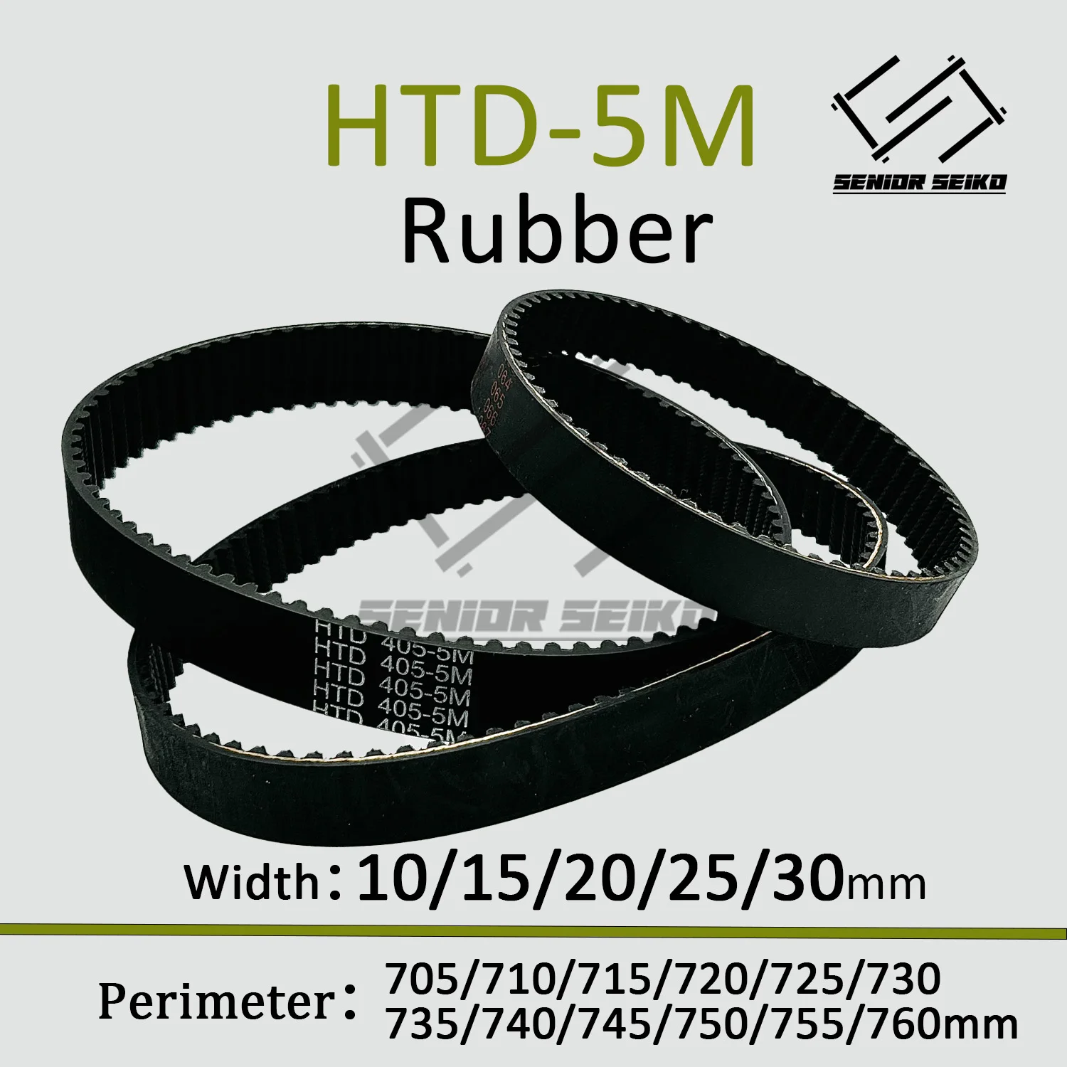 

5MHTD Timing Belt Length 705/710/715/720/725/730/735/740/745/750/755/760mm Width 10/15/20/25/30mm HTD5M Closed Synchronous Belts