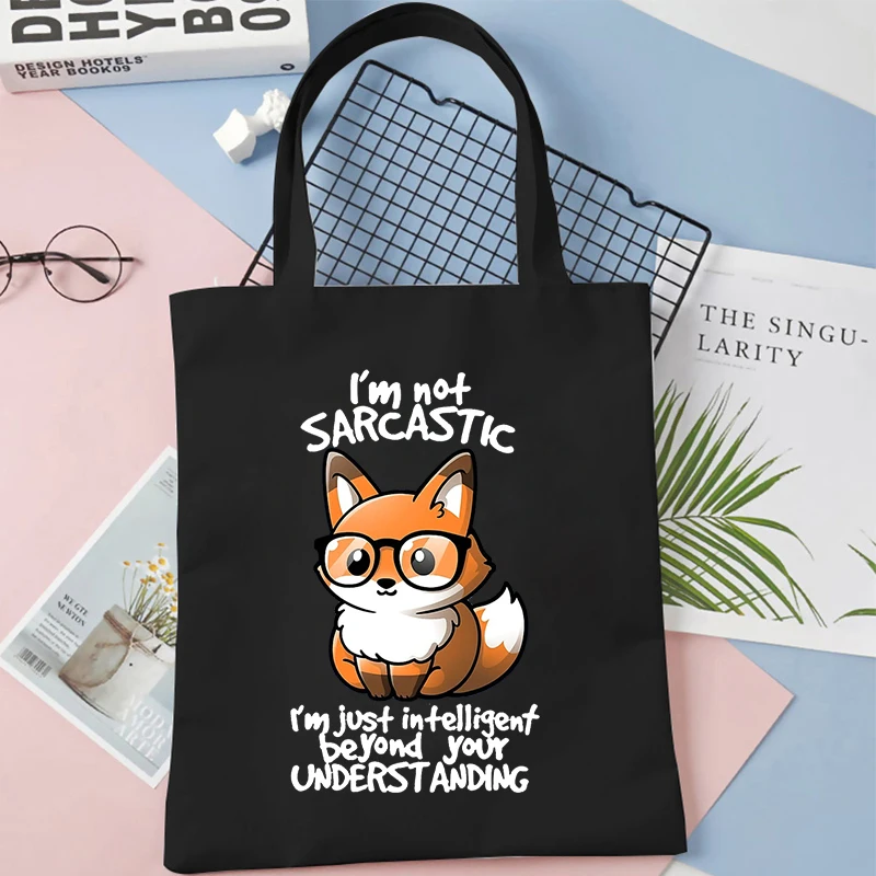 Bolso de mano de bromas de animales sarcásticos para mujer, bolsos de compras con diseño de Anime de estética Vintage, bolso de mano reutilizable para adolescentes y niñas