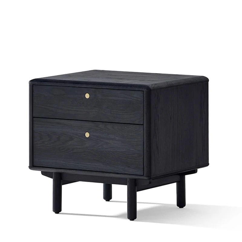 

Solid wood bedroom bedside table Modern light luxury oak medieval black bedside table