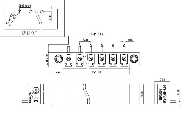 KF2EDG15RM 5.08 Bent Needle Holder Plug-In PCB Wiring Terminal PA66 UL94V-0 Connector