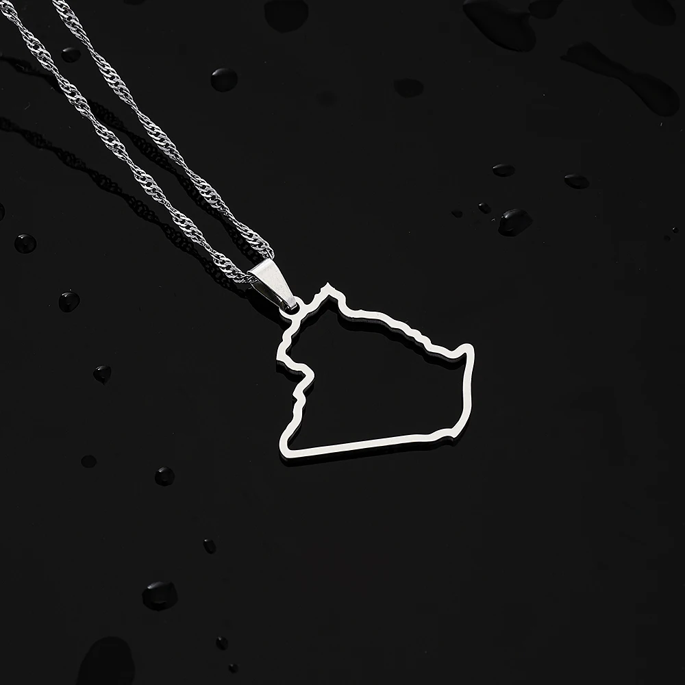 Afrika Algerien Karte Stadt Anhänger Halskette Edelstahl Männer Frauen Ethnische Karten Schmuck Afrikanisches Geschenk – Detail 13