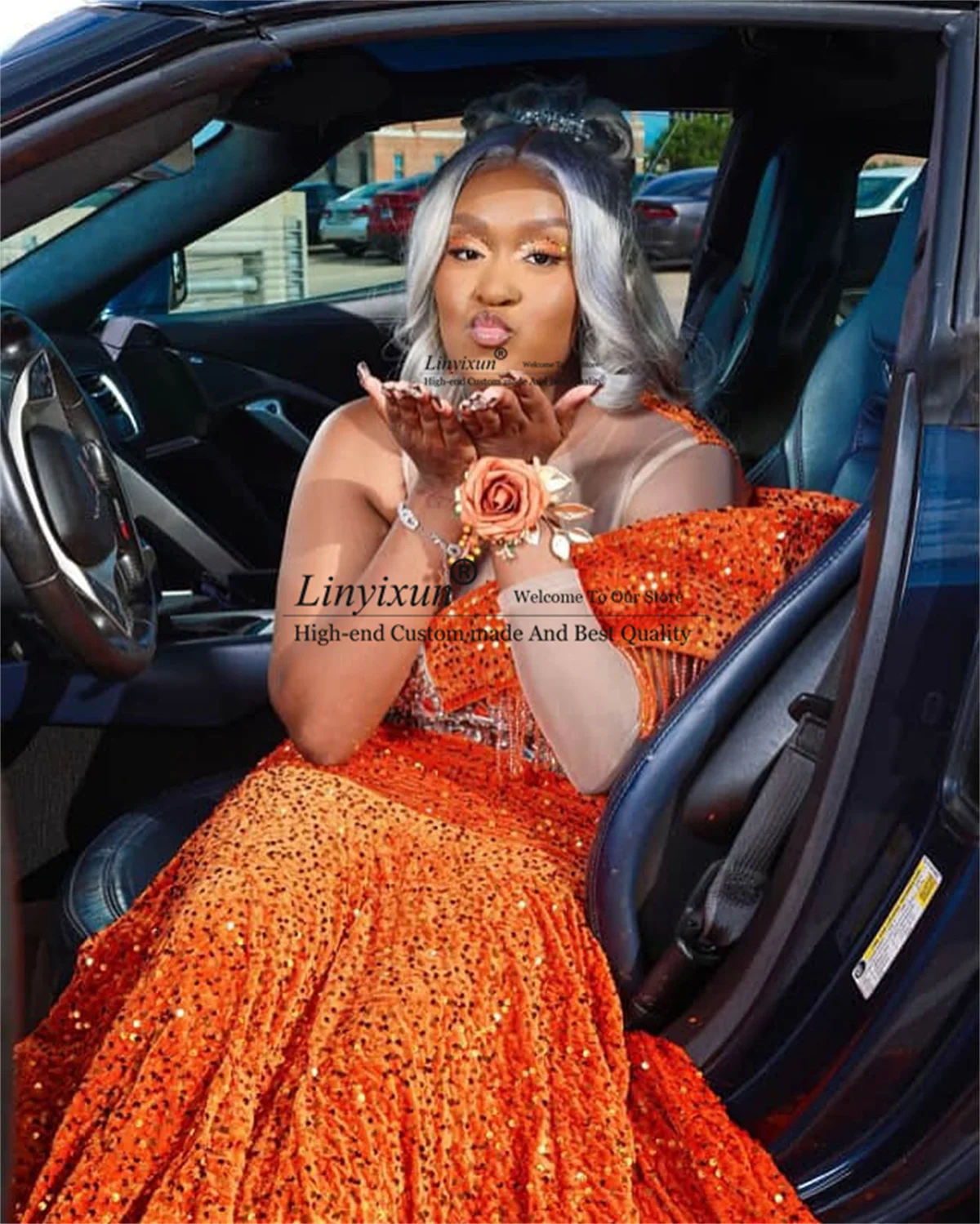 Glitter pailletten kralen galajurk sprankelende strass avond galajurk op maat gemaakte Aso Ebi zeemeermin lange bruiloft feestjurk