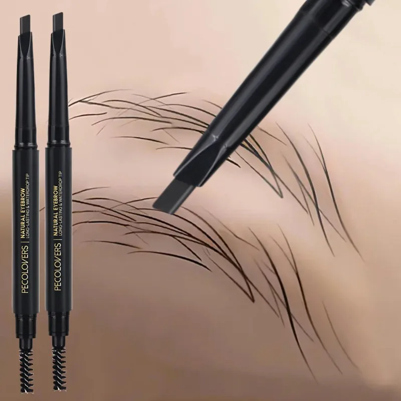 Matita per sopracciglia a doppia testa 2 pezzi, nera, riempitiva per sopracciglia, impermeabile e resistente al sudore, matita per sopracciglia Cosmetici per sopracciglia