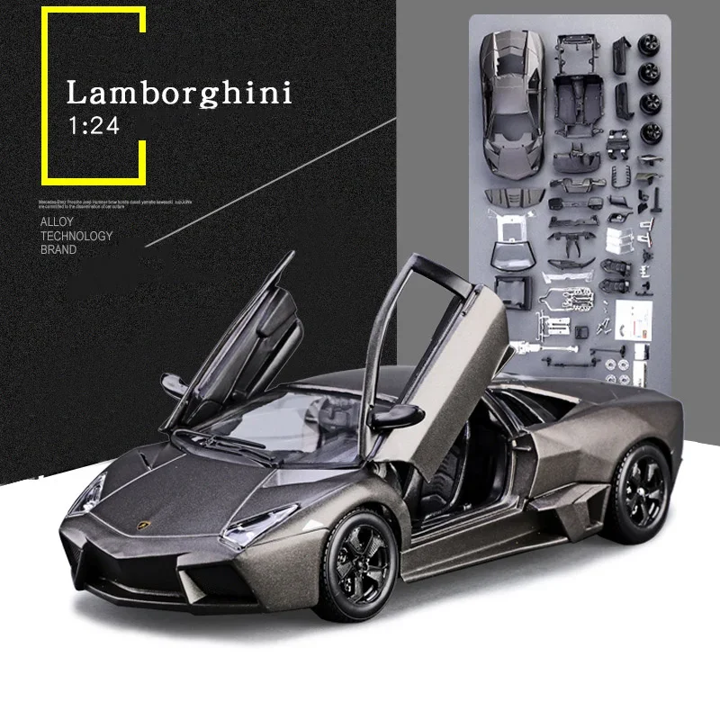 Сборная Версия Bburago 1:24 Lamborghini Reventon, модель спортивного автомобиля из сплава, литые металлические игрушки, коллекционные детские подарки