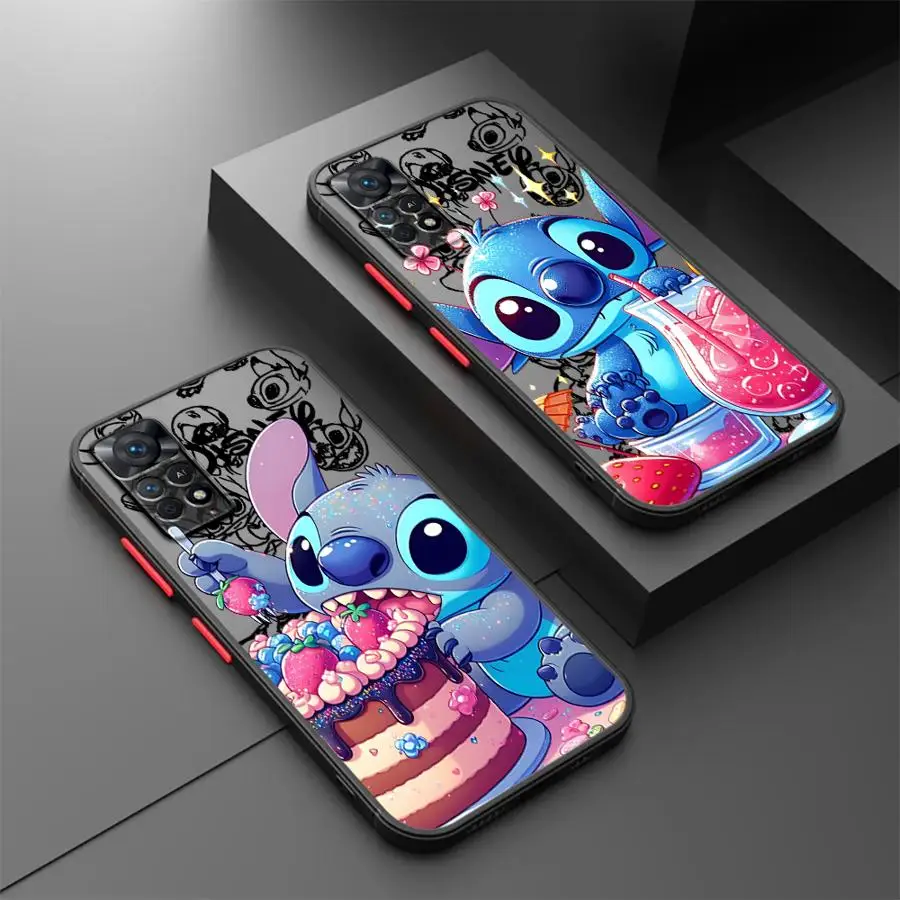 Disney Stitch Strawberry Phone Case for Xiaomi Redmi 10A 12 12C 13C 10 10C 9 9A 9C 9T K40 Pro A1+ A2 Plus Shockproof Cover