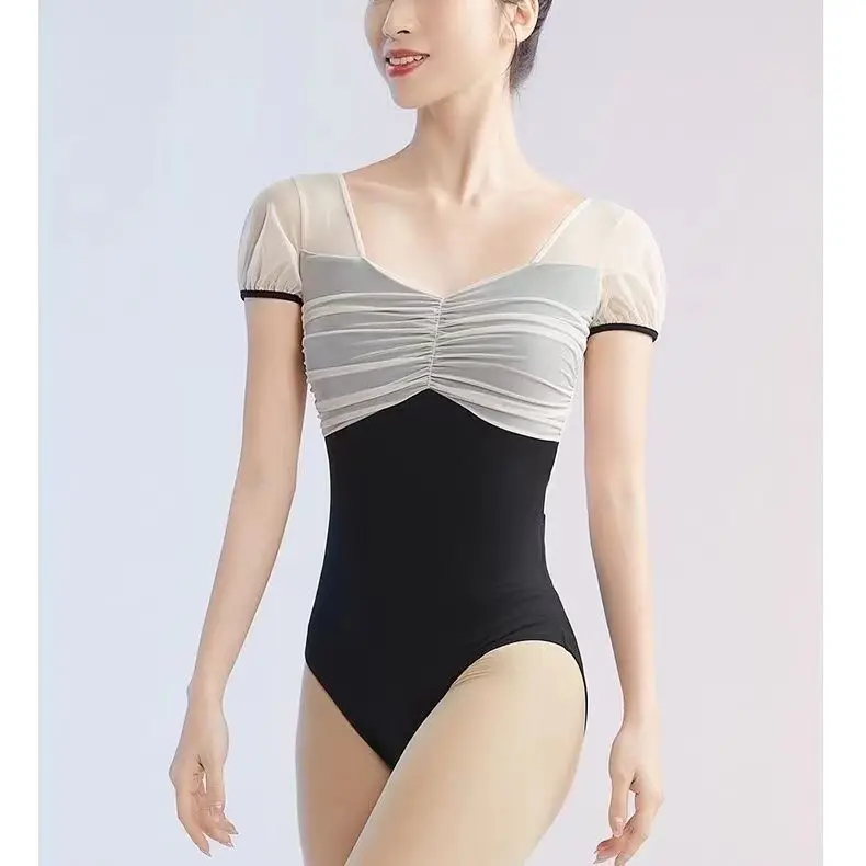 Tenue de danse de ballet à manches courtes pour femmes et filles, justaucorps de gymnastique, vêtements une pièce, examen d'art adulte