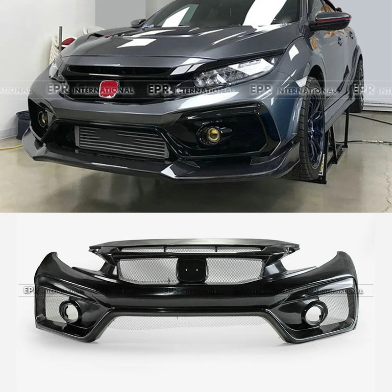 

Glass For 17-19 Civic Type R FK8 VRSAR2 Style Front Bumper 2Pcs (with emblem base) (2020 On need use 17-19 logo emblem)