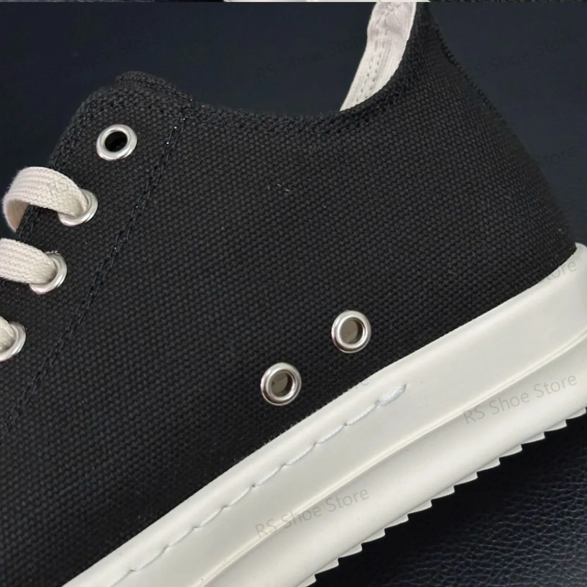 Ro Classic Men Shoe Women Sneakers Black Canvas Low Top Casual Shoes Thick Sole Lace Up Luxury Flat Sneaker