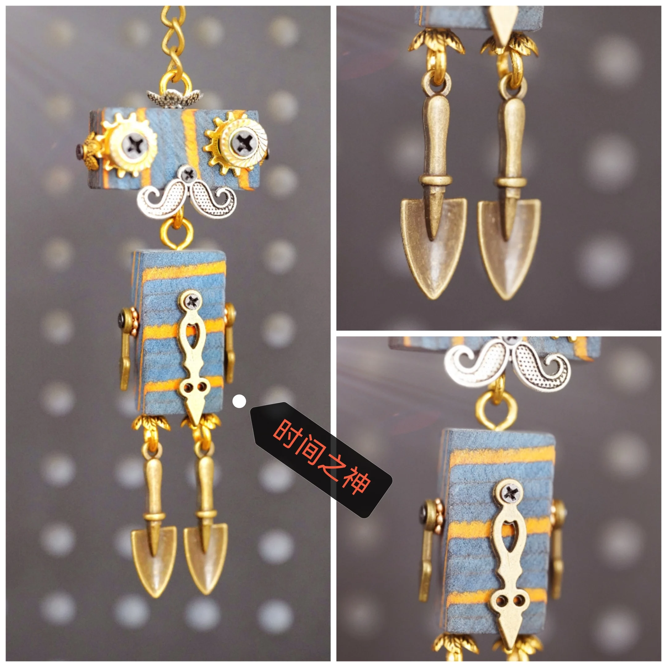 

DIY Punk Robot Figurines, Necklaces, Keychain Pendants, Handmade Materials for Parent-child Activities