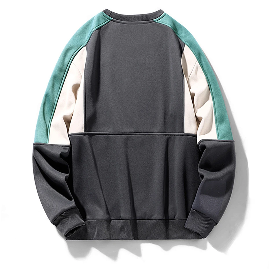 Harajuku Sweatshirts Men Patchwork Pullover Spring Autumn Sweatshirt Male Fashion Casual