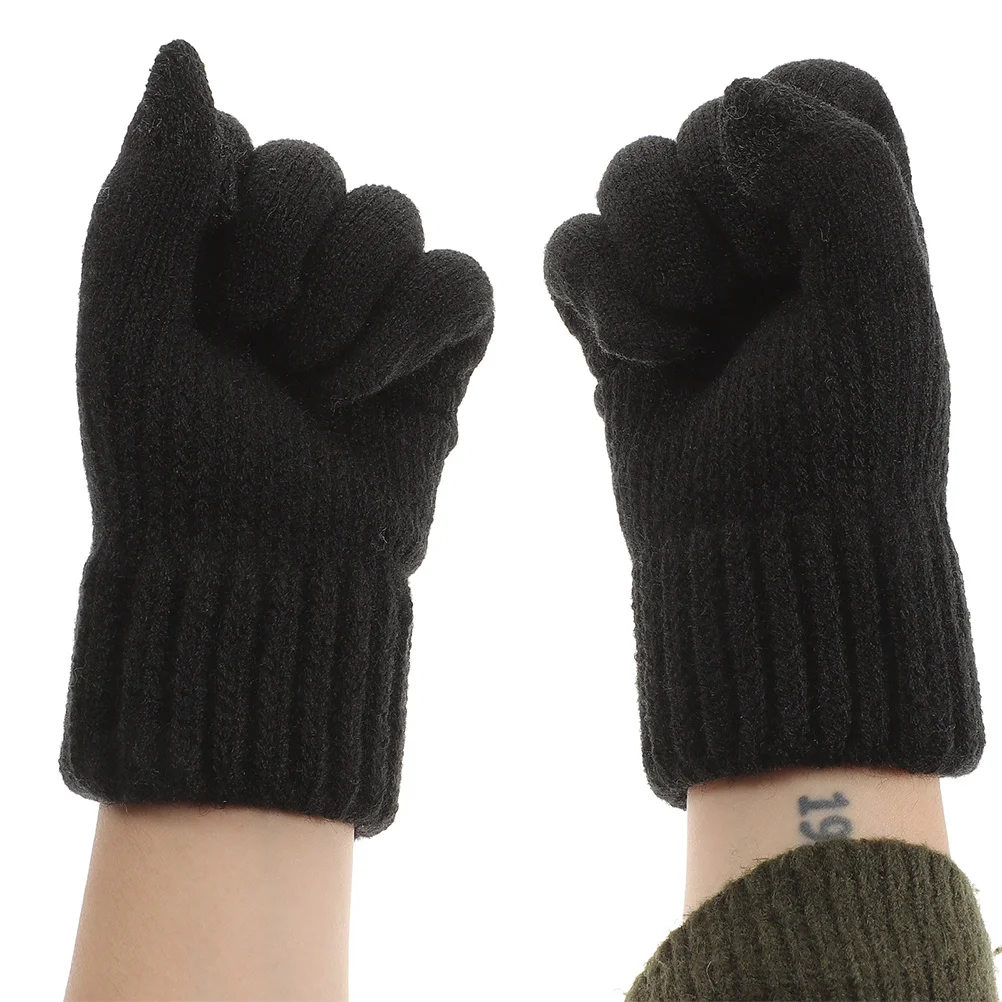 1Pair Thickened Warm Gloves Outdoor Riding Thermal Full-Finger Windproof Gloves Winter Skiing Cycling Cold Resistant