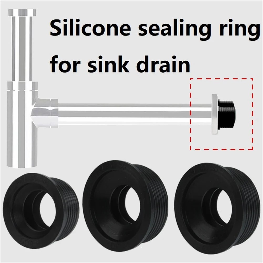 Black Silicone Sink Drain Pipe Seal Ring Unpleasant Smell Proof 30 To 50 Kitchen Pipe Deodorant Sealing-Plug