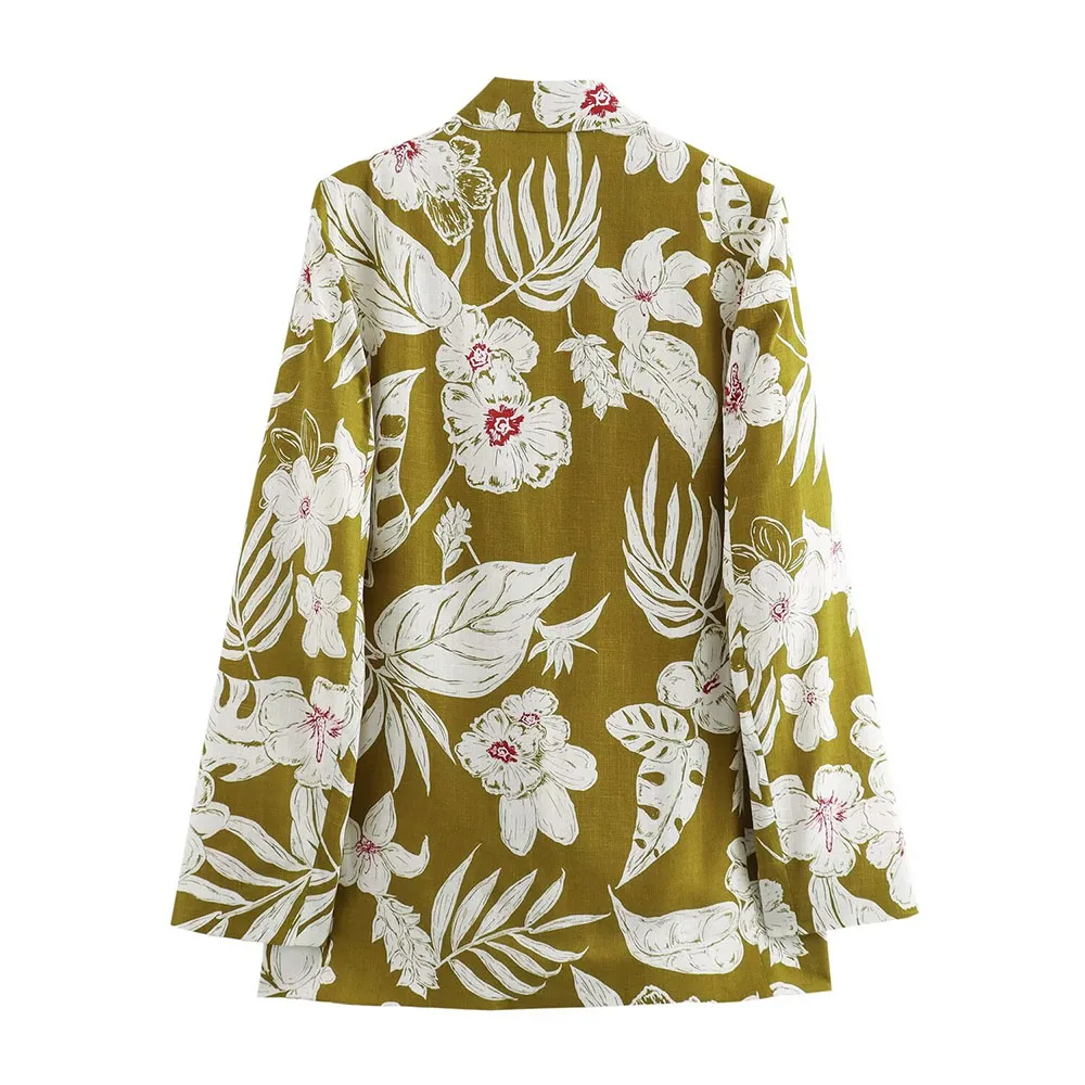Fall 2024 New Damesmode Katoenen, Hennep En Vlas Bloemenprint Colbert & Vlas Blended Bloemenprint Broek