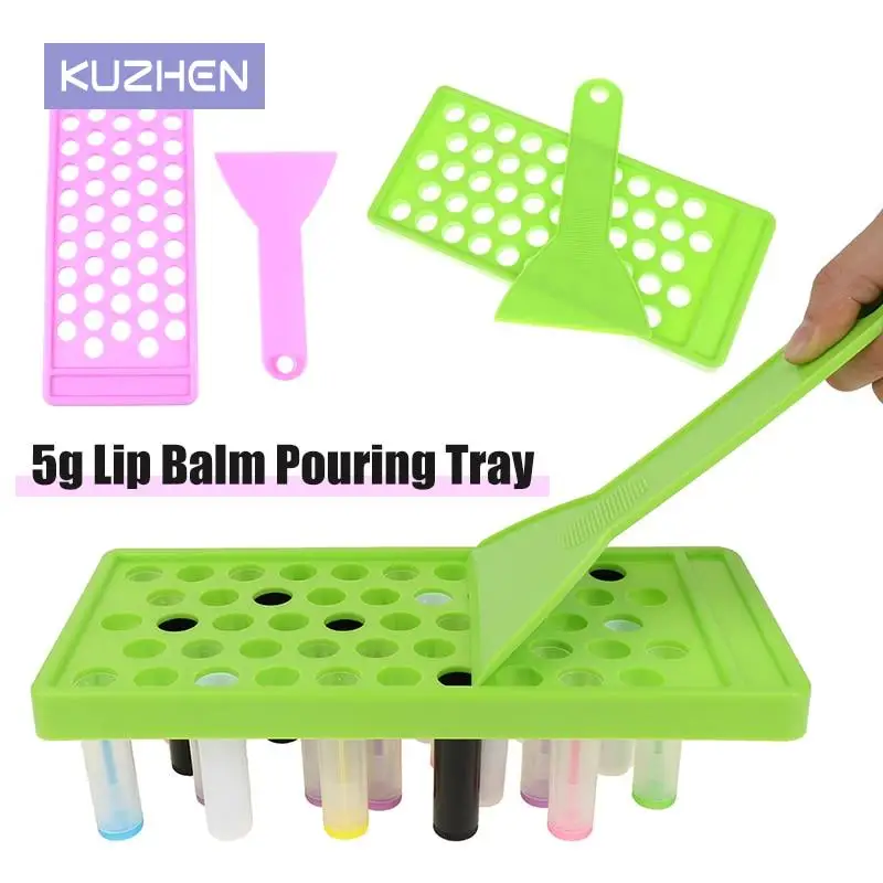 

2PCS/Set Lip Balm Crafting Kit Includes Lip Balm Pouring Tray & Spatula Set For (5g) Lipgloss Tubes Filling the tray