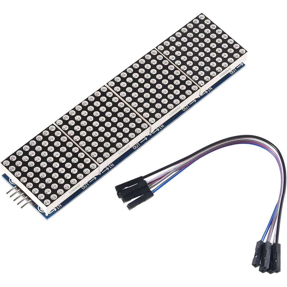 MAX7219 Dot Matrix Module 32x8 4 in 1 LED Display Modules for Arduino Raspberry Pi Microcontroller with 5Pin Wires Red