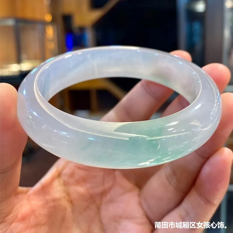 -, floating-flower bracelet for women 2024 new style made from Myanmar old mine jade glass-type ice-transparent