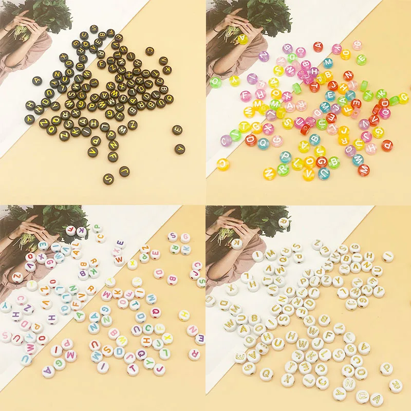 

7mm Black White Mixed Letter Acrylic Beads Round Flat Alphabet Spacer Beads For Jewelry Making Handmade Diy Bracelet Necklace