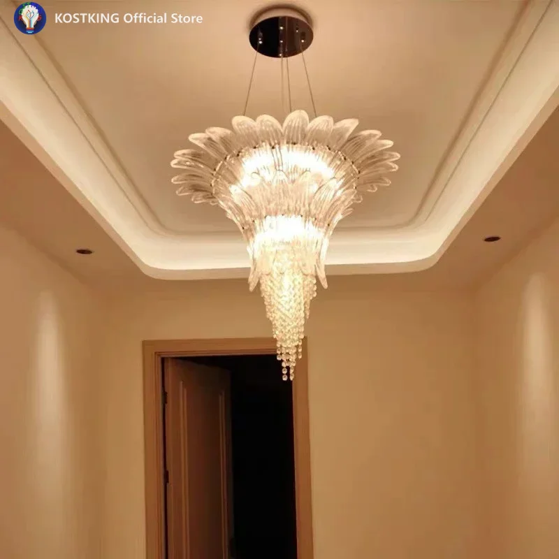 

Designer Luxury Crystal LED Chandelier Living Room Restaurant Hotel Villa Staircase Pendant Lamp Home Decor Hall Light Fixtures