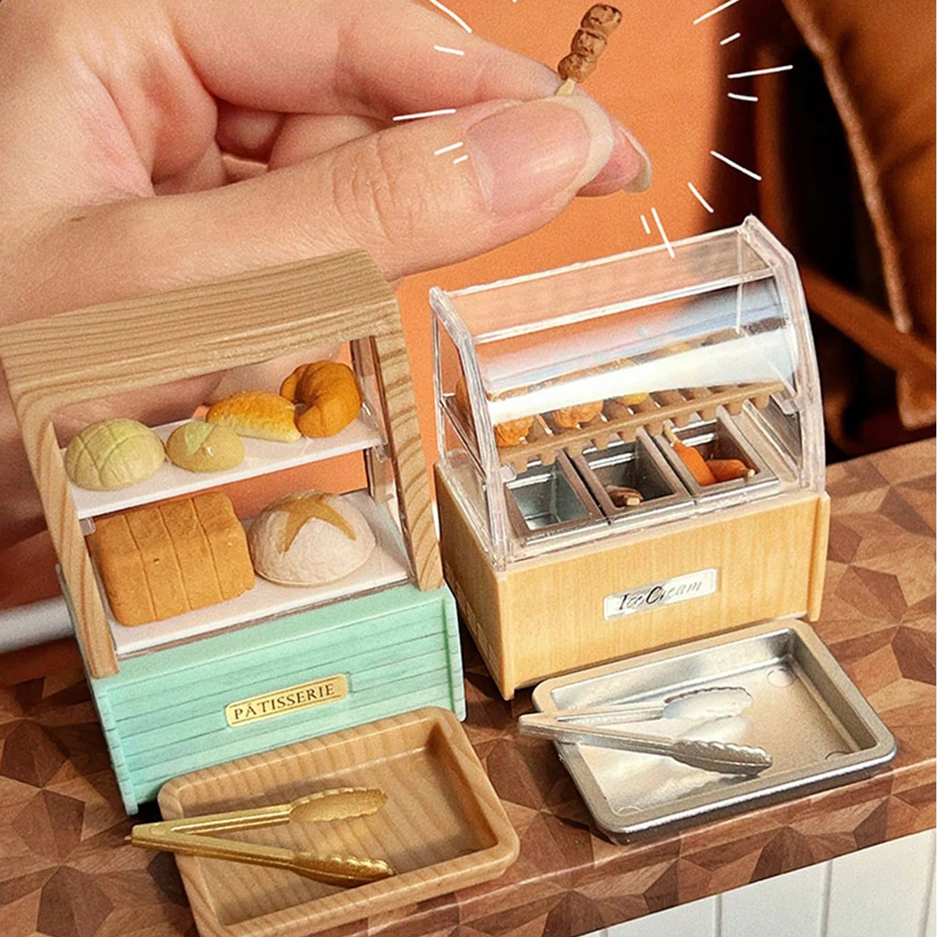 Mobiletto per Pane in Miniatura per Casa delle Bambole: Modello Decorativo 1/12 per Scenari di Supermercati e Caffetterie