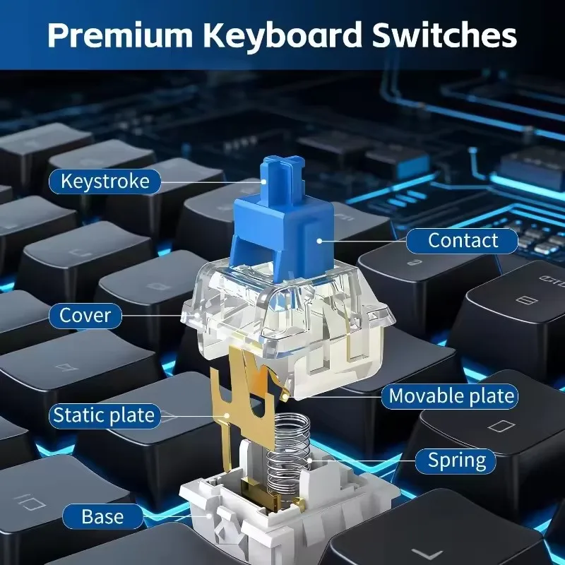 10-30Pcs 3 Pin Blue Red Brown Clicky Switches with Switch Puller Keyboard Clicker Keys Mechanical Keyboard Switches Clickers