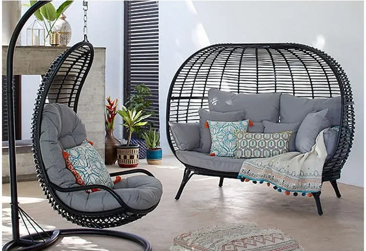 

Furniture Outdoor indoor stand type swing chair New design metal frame garden patio rattan handing swing chair
