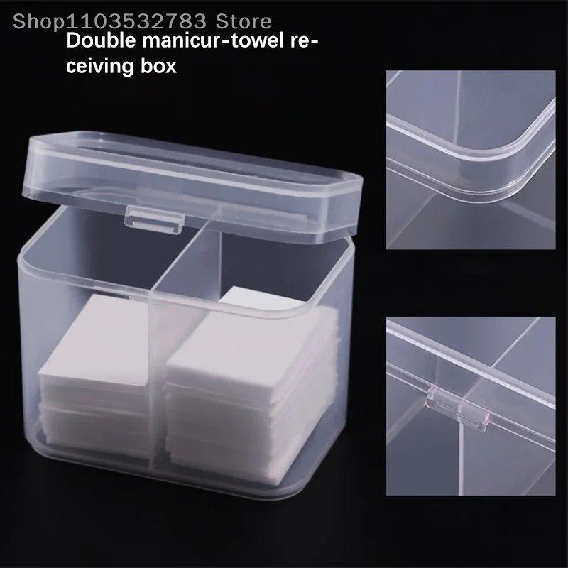 Cotton Pads Swab Nail Wipes Storage Box Holder Container Independent Double-Compartment