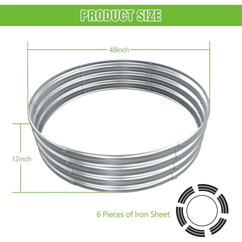 Imagem -05 - Kit de Cama de Jardim Levantado Galvanizado Camas de Plantador Galvanizado Metal Grande Oval ao ar Livre Pcs 6x3x1 ft