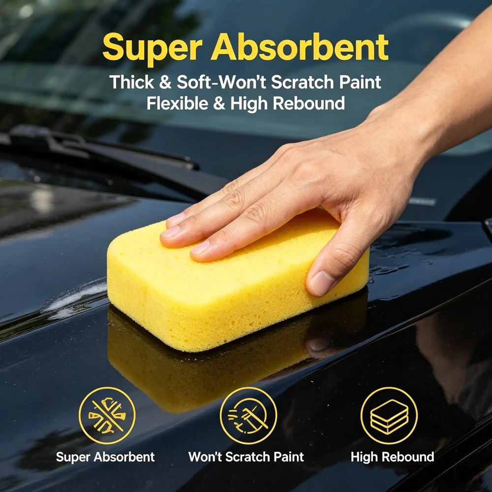 1/3/5PCS High Density Car Wash Sponge S/L Size Blocks Strong Water Absorption Car Care Waxing Brushes for Auto Wash Tool Kits