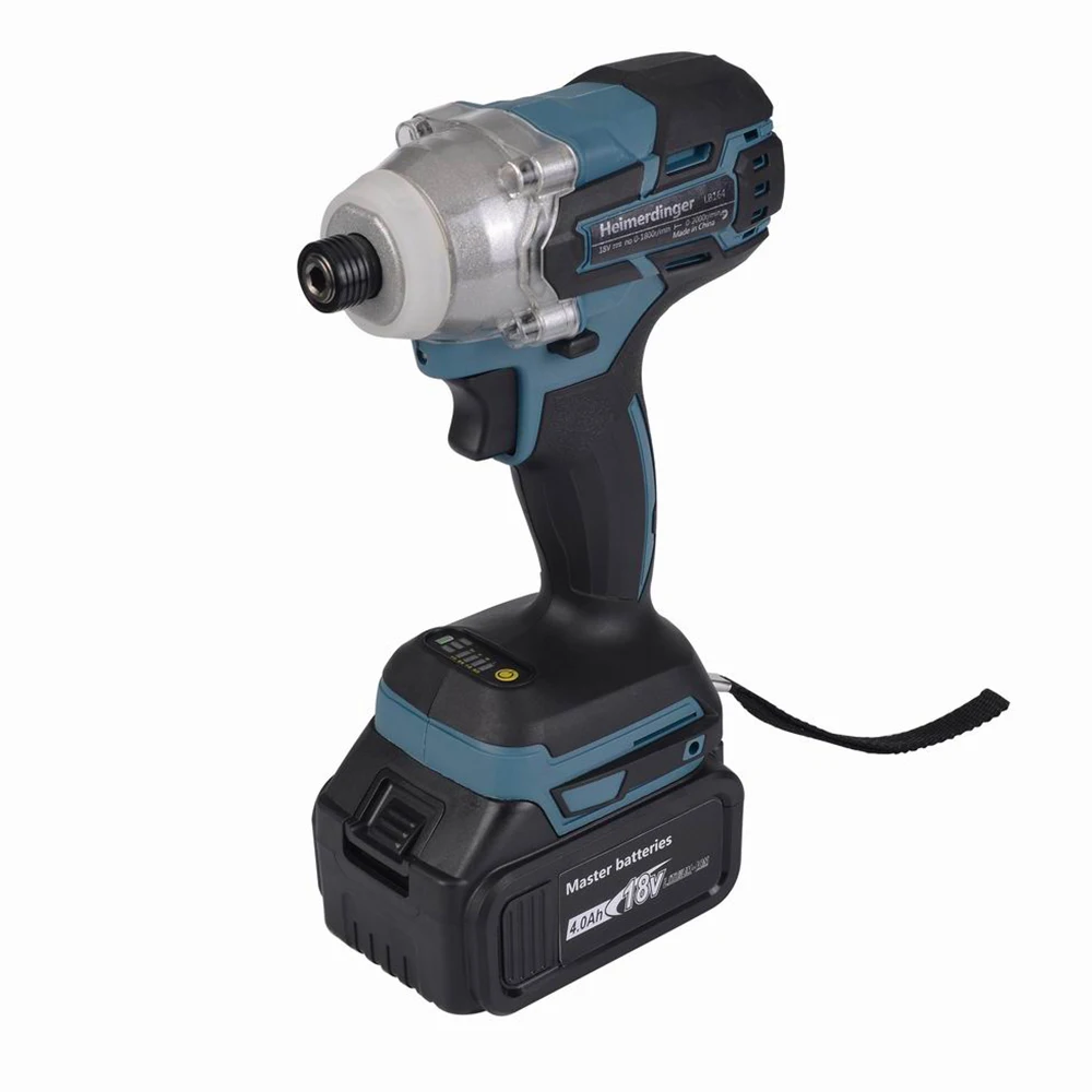 Trapano avvitatore a batteria senza fili da 6.35mm da 1/4 pollici alimentato a batteria al litio da 18V con batteria al litio da 18V 4,0 ah