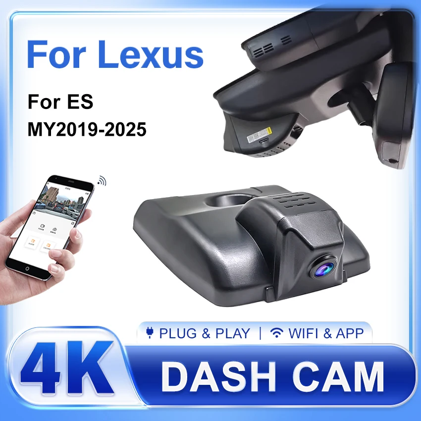 

Car DVR 4K Wifi Dash Cam For Car Camera for Lexus ES 400 350 300 300h 250 200 200t F SPORT 2019-2025 Plug and Play Dash Cam