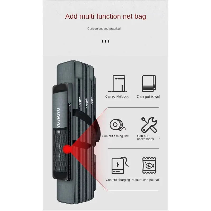 Lightweight Multifunctional Fishing Gear Bag Rod BagThree-layer Large Capacity Thickened Large Fishing Rod Bag Belly Fishing Bag