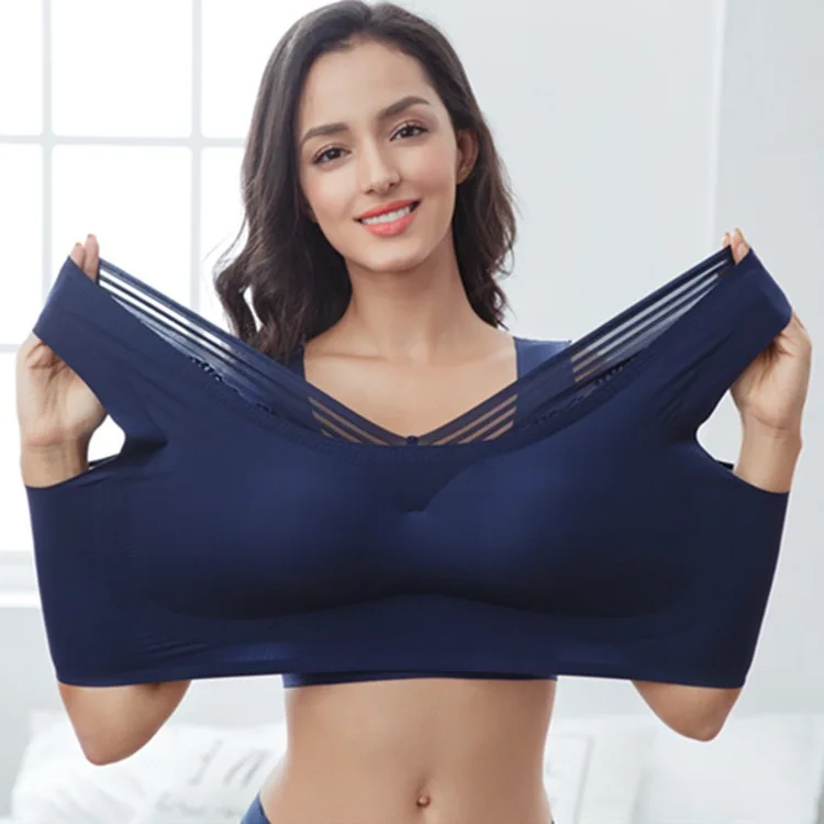 

Бесшовное нижнее белье с красивой спинкой, женский спортивный жилет на косточках, большой размер, тонкий противоударный бюстгальтер для сна, мм