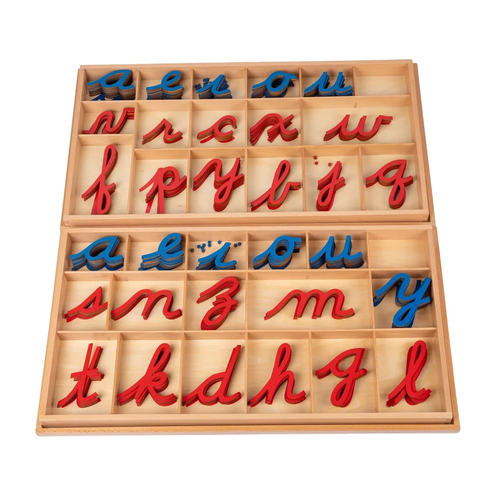 Adena Montessori Large Wood Movable Alphabet Cursive Educational Toy for Kids