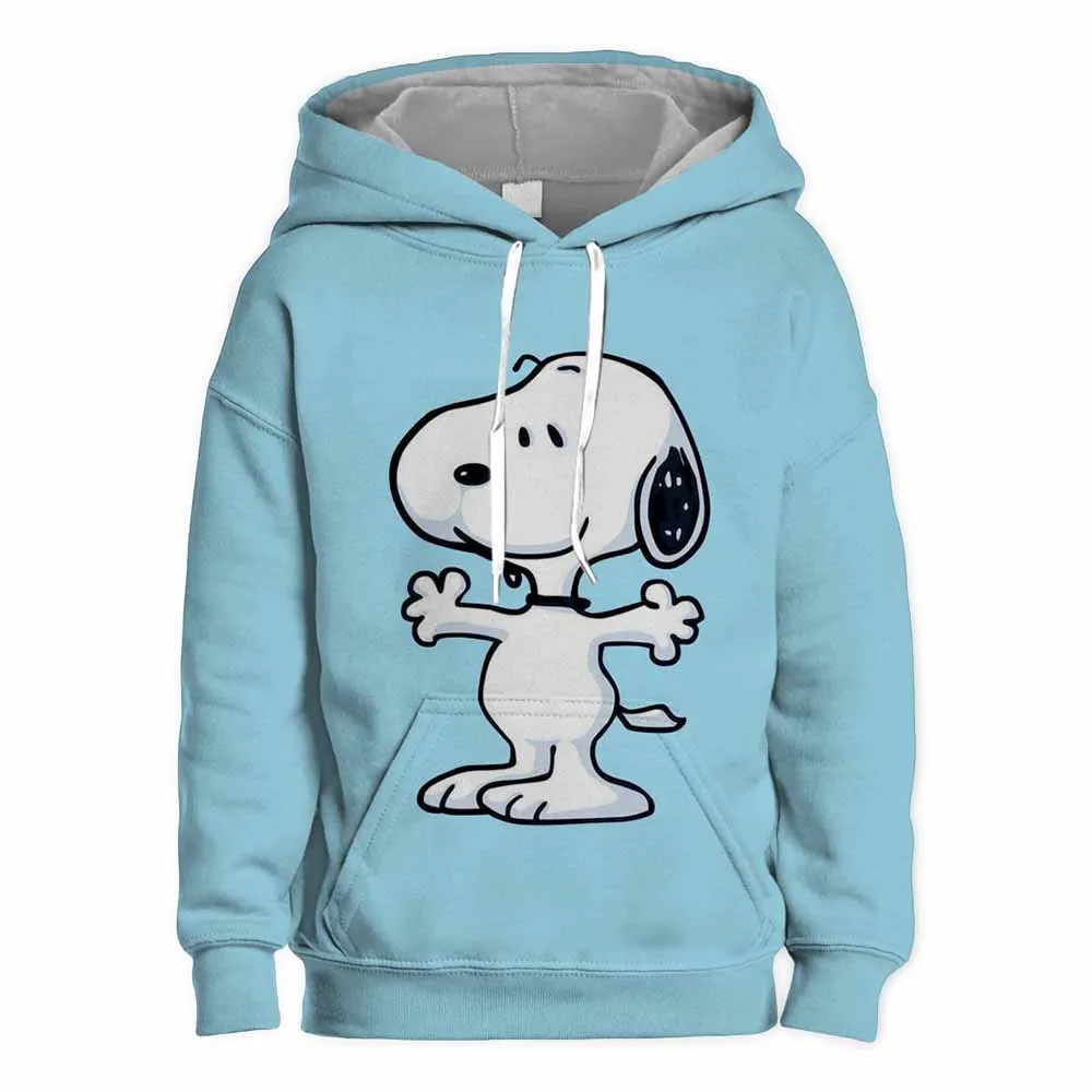 เด็กชายและเด็กหญิงฤดูใบไม้ร่วงแฟชั่นใหม่ Snoopy การ์ตูนการ์ตูนเสื้อสวมหัวเด็กพิมพ์เสื้อกันหนาวหมวกเด็กเสื้อผ้า